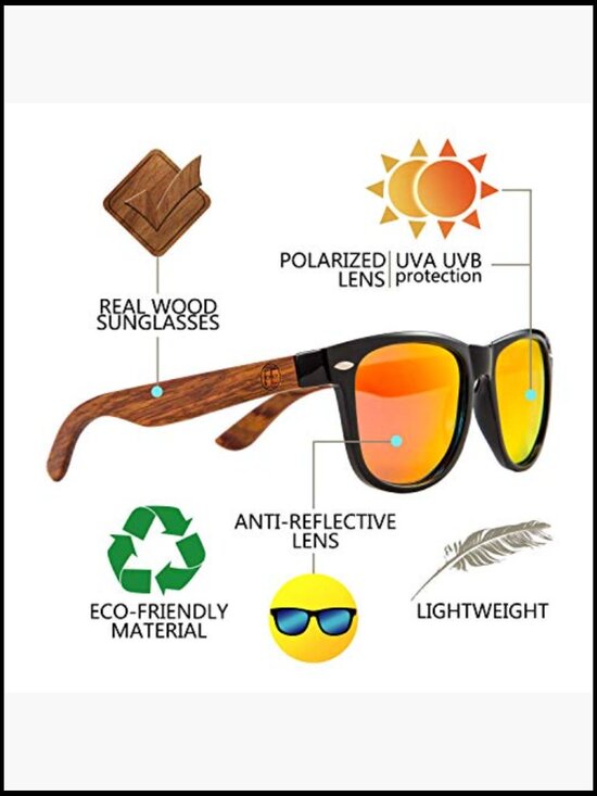 Polarized Wood Sunglasses HD UV400 Driving Fishing Golf main image 4